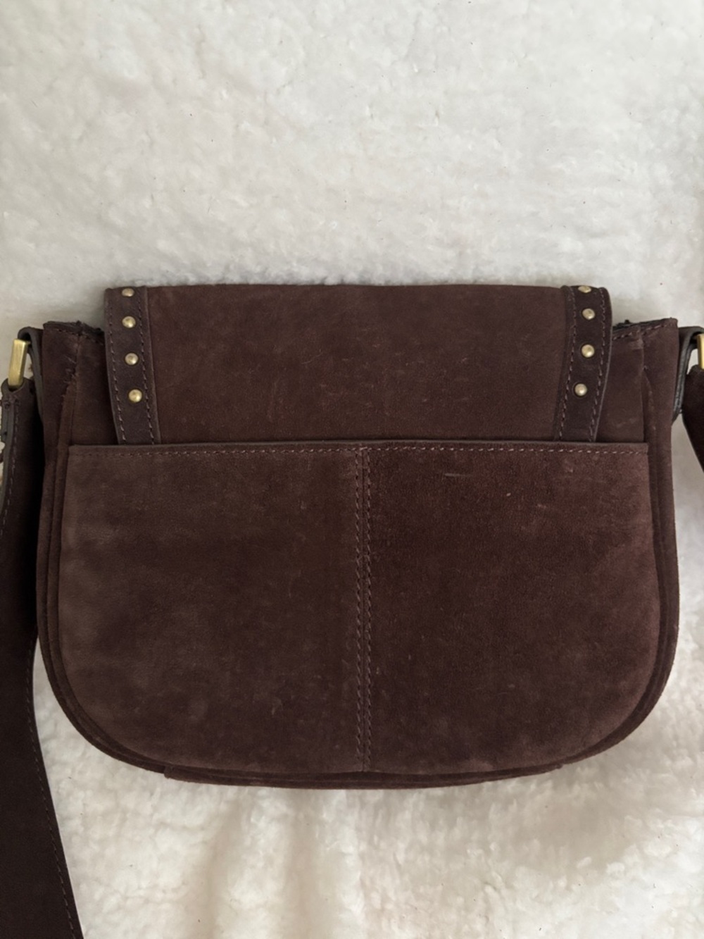 Suede Stud-Trim Crossbody Bag - Dark Brown - Picture 5 of 8
